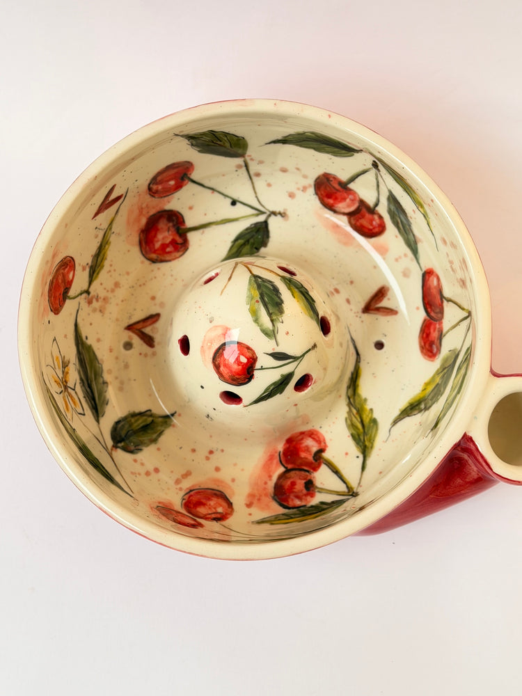 Cheery handmade ceramic fruit washing bowl