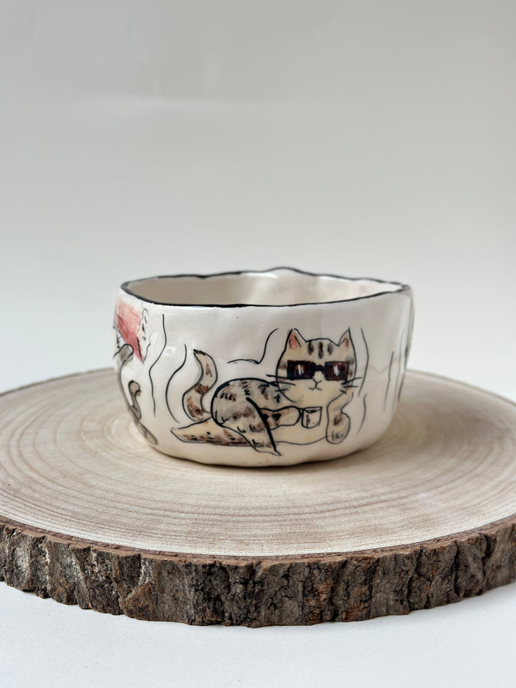 Cat handmade bowl