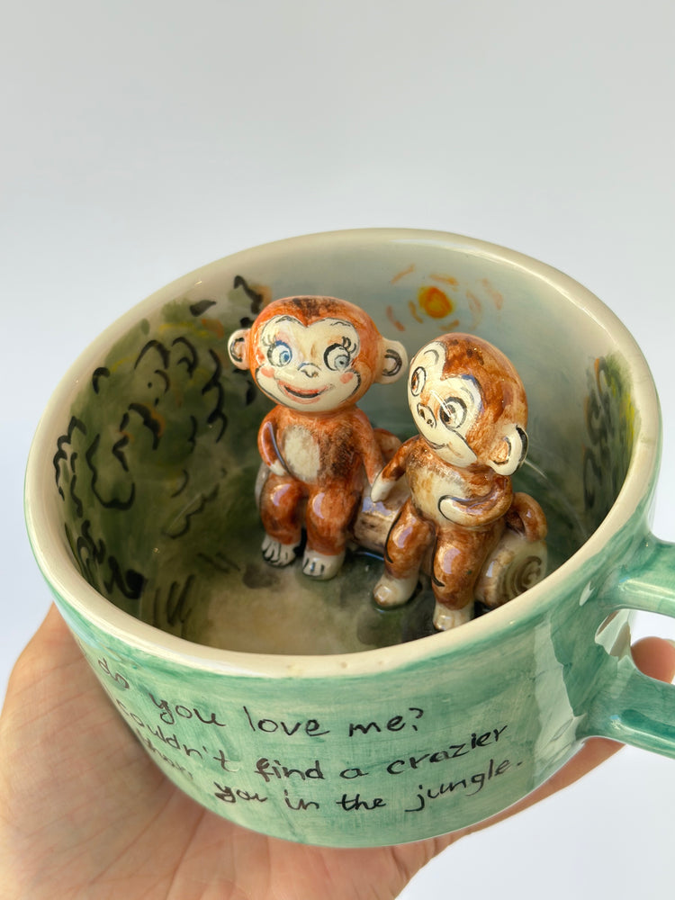 Monkey handmade couple mug