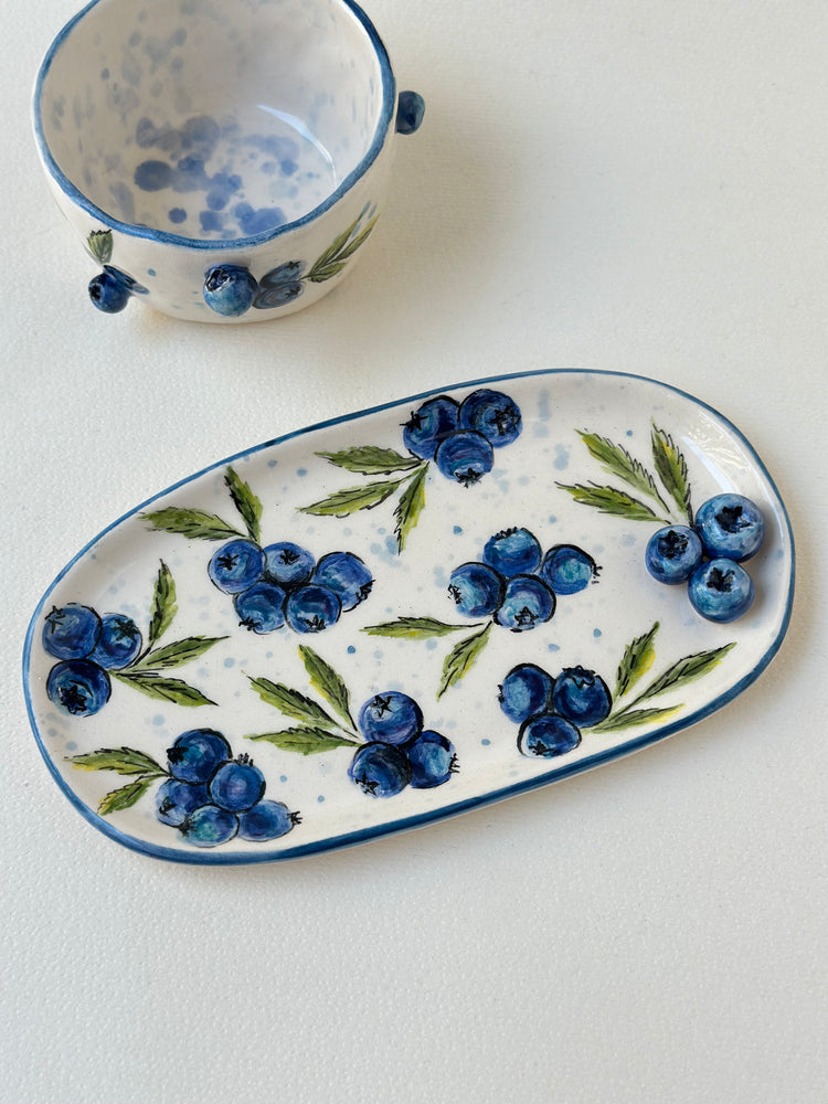 Blueberry handmade cup and plate