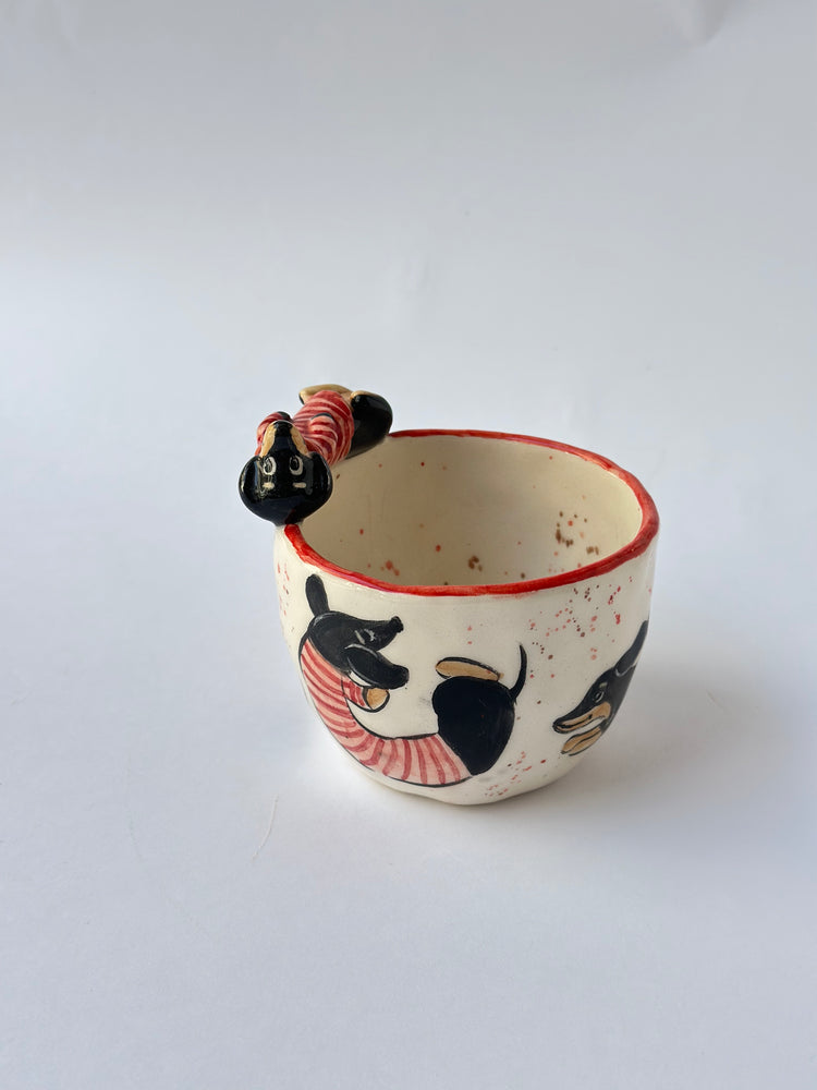 Dachshund dog handmade ceramic cup