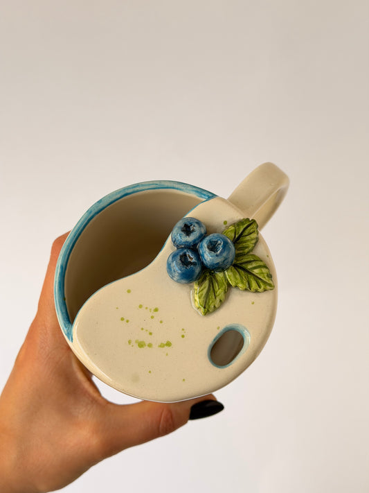 Blueberry handmade ceramic takeaway mug