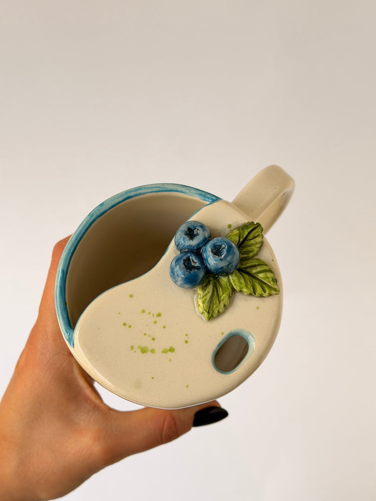Blueberry handmade ceramic takeaway mug