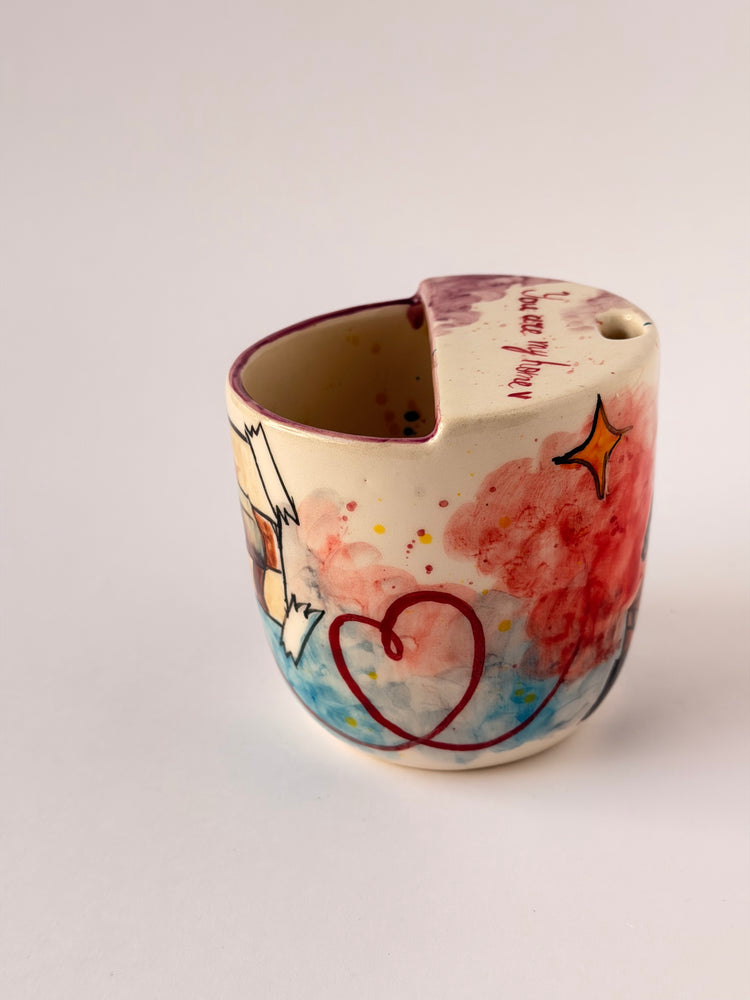 Couple handmade ceramic takeaway mug