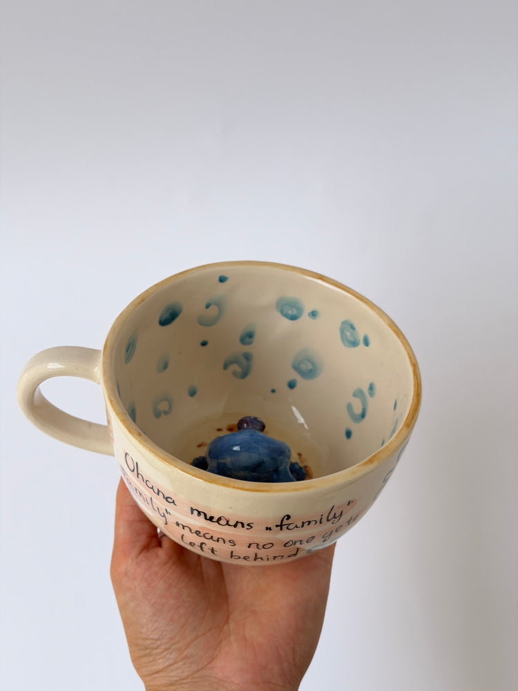 Blue monster handmade ceramic mug