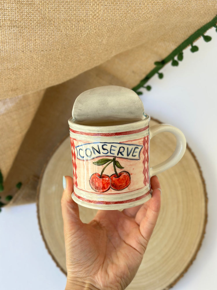 Canned goods handmade ceramic mug