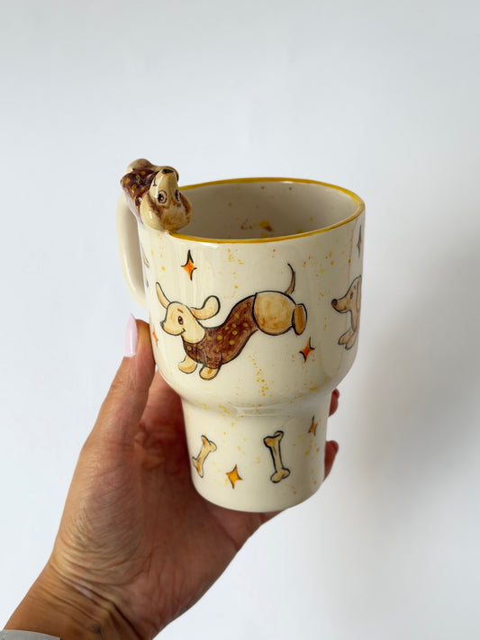 Dachshund dog handmade takeaway mug