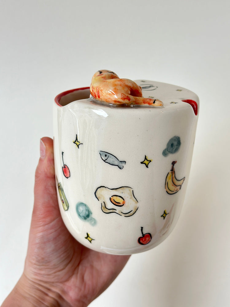 Cat handmade takeaway mug