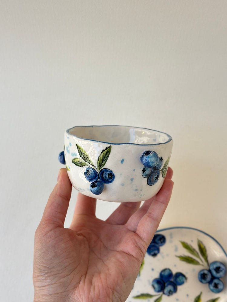 Blueberry handmade cup and plate