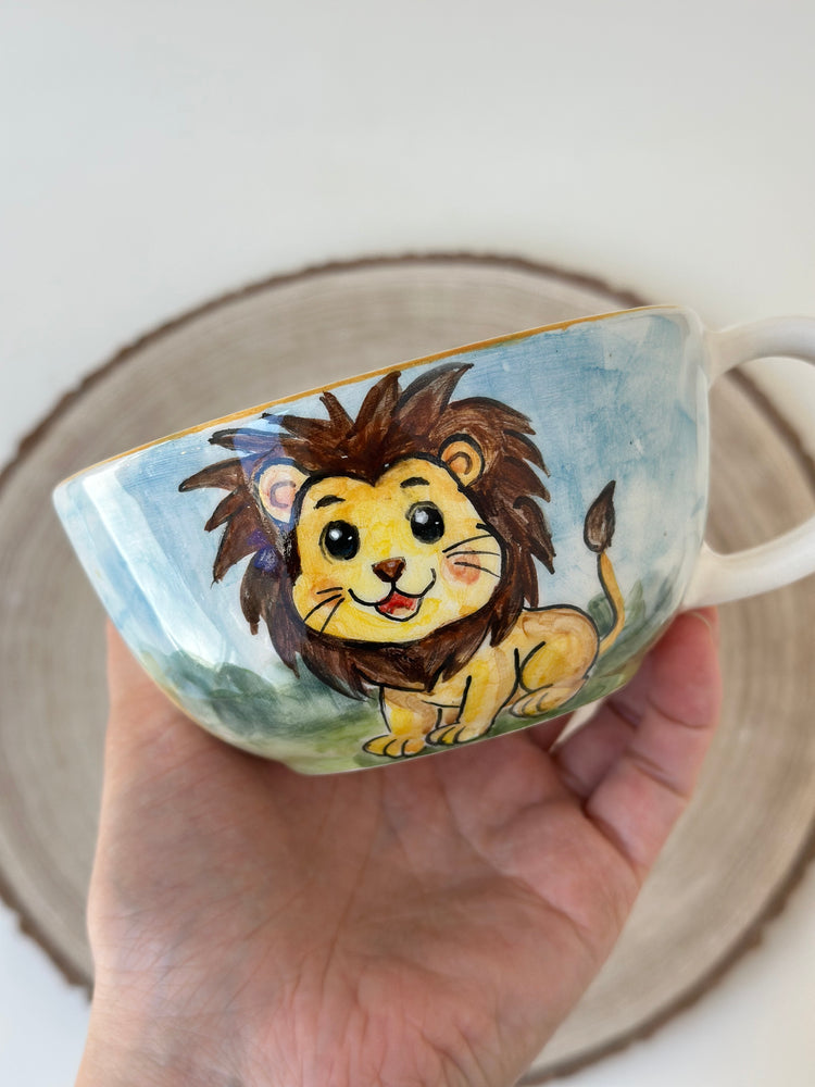 Lion handmade ceramic mug