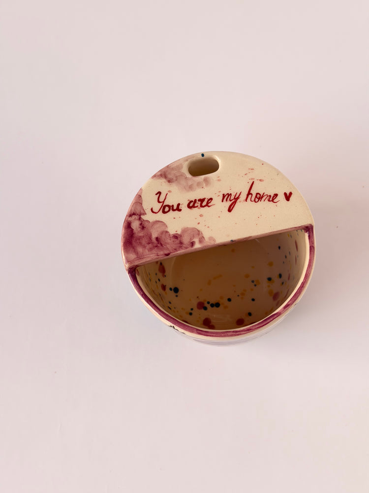 Couple handmade ceramic takeaway mug