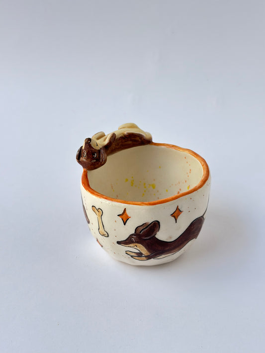 Dachshund dog handmade cup