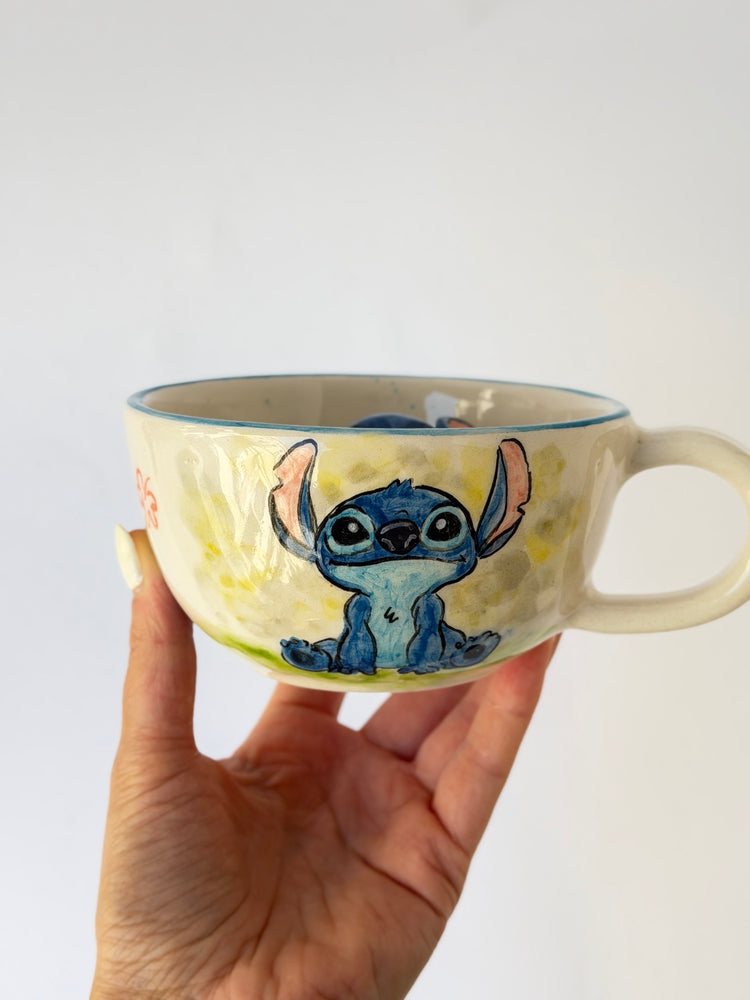 Blue monster handmade ceramic mug