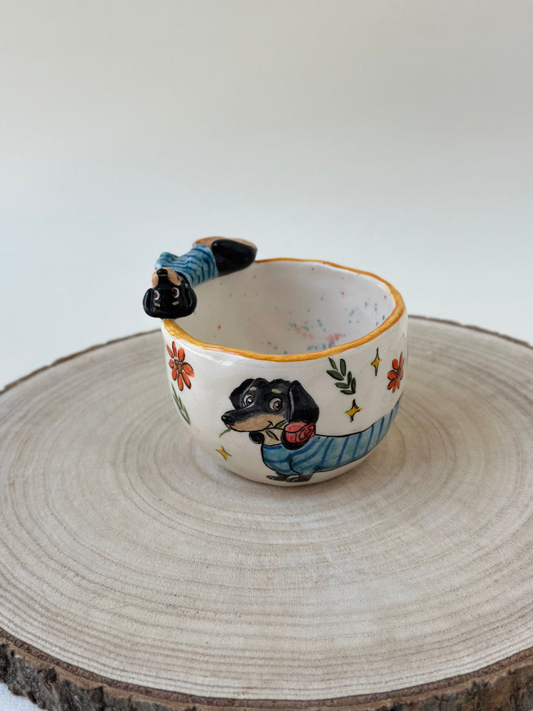 Dachshund handmade coffee cup