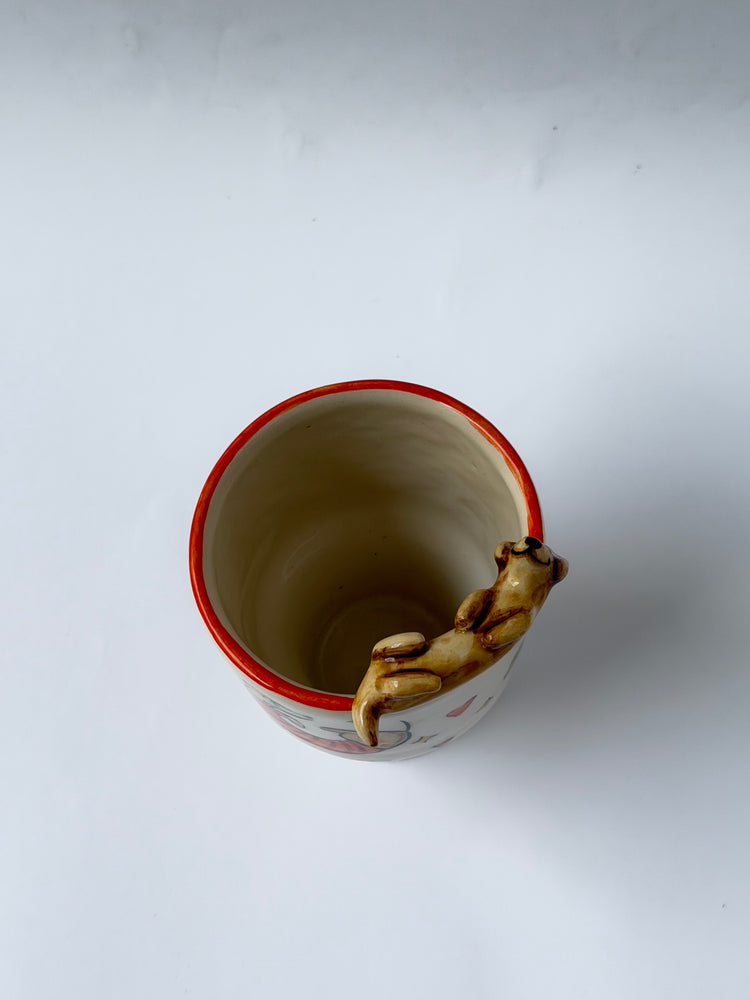 Dachshund dog handmade ceramic takeaway mug