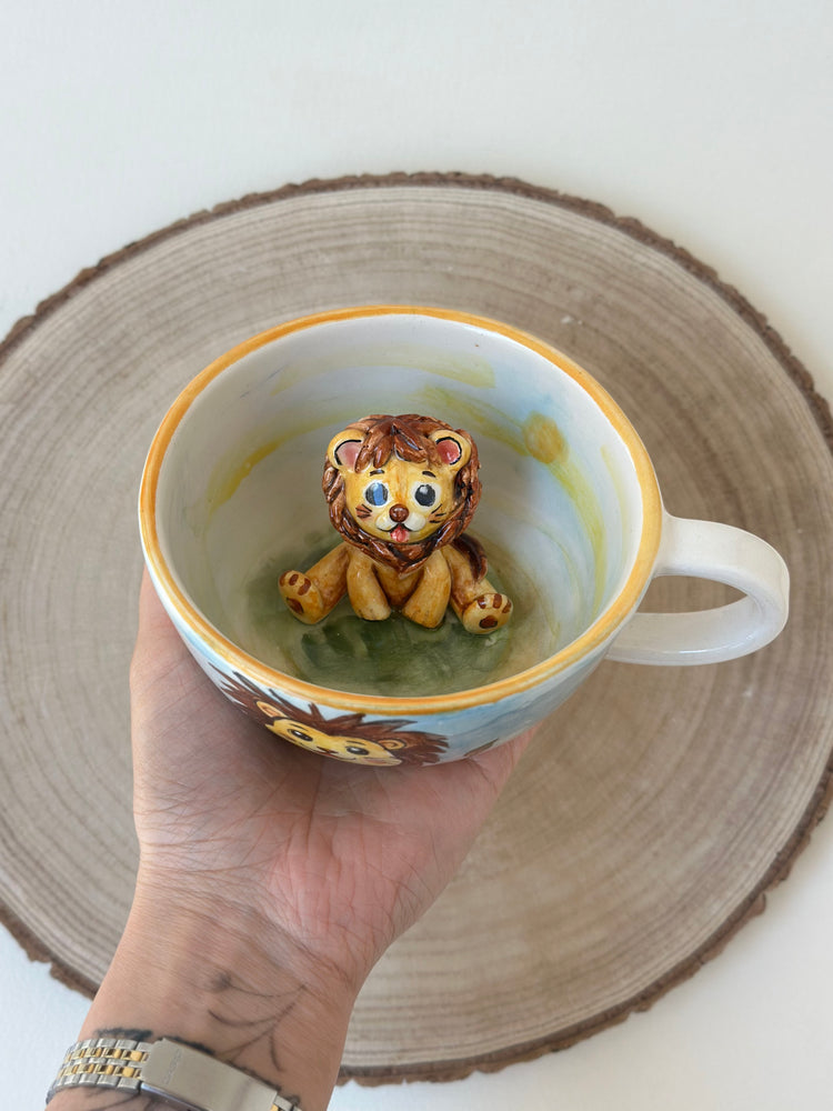 Lion handmade ceramic mug
