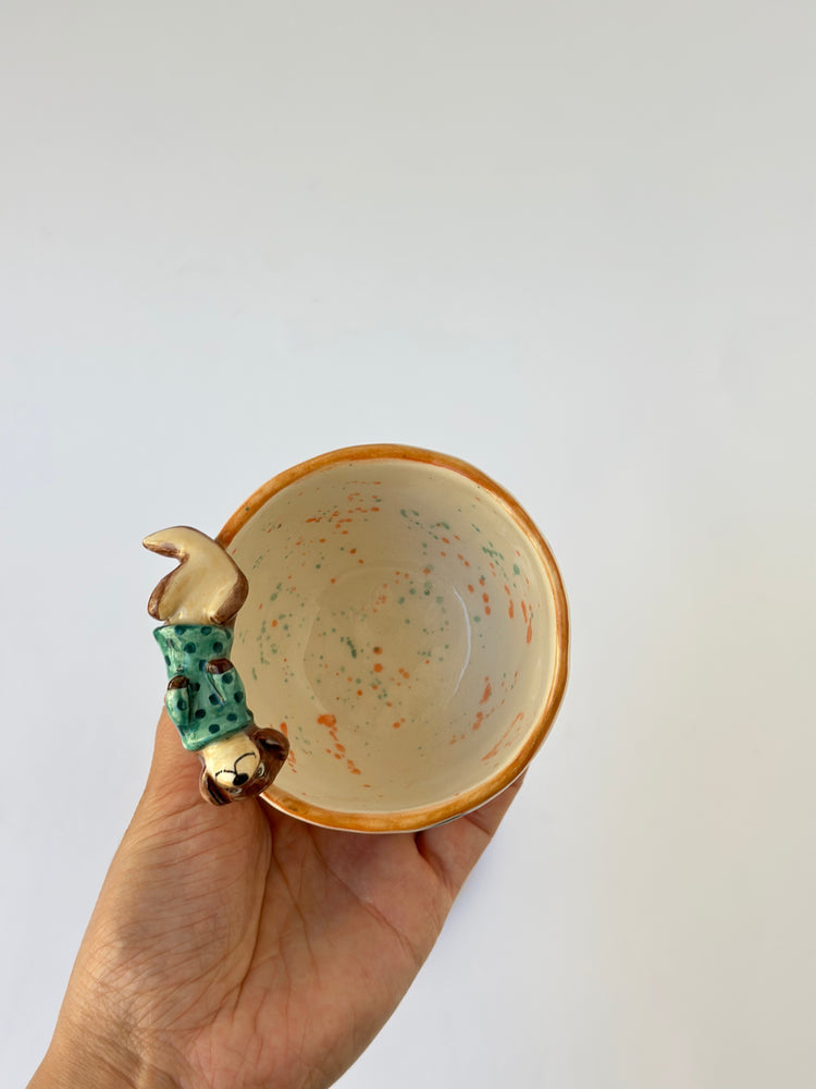 Dachshund dog handmade cup and plate