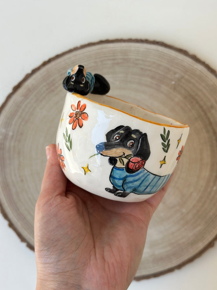 Dachshund handmade coffee cup