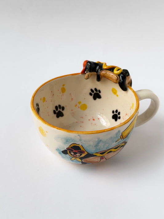 Dachshund dog handmade ceramic mug