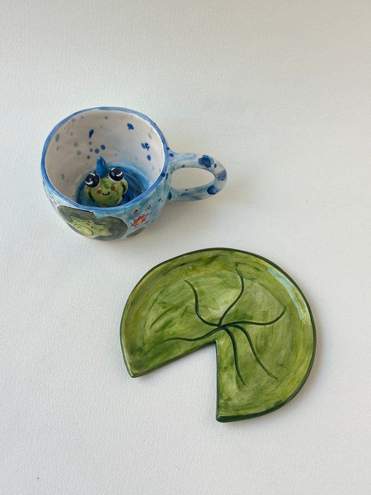 Frog handmade cup and plate