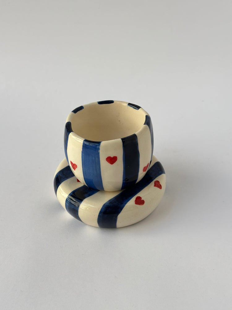 Blue handmade coffee mug and plate