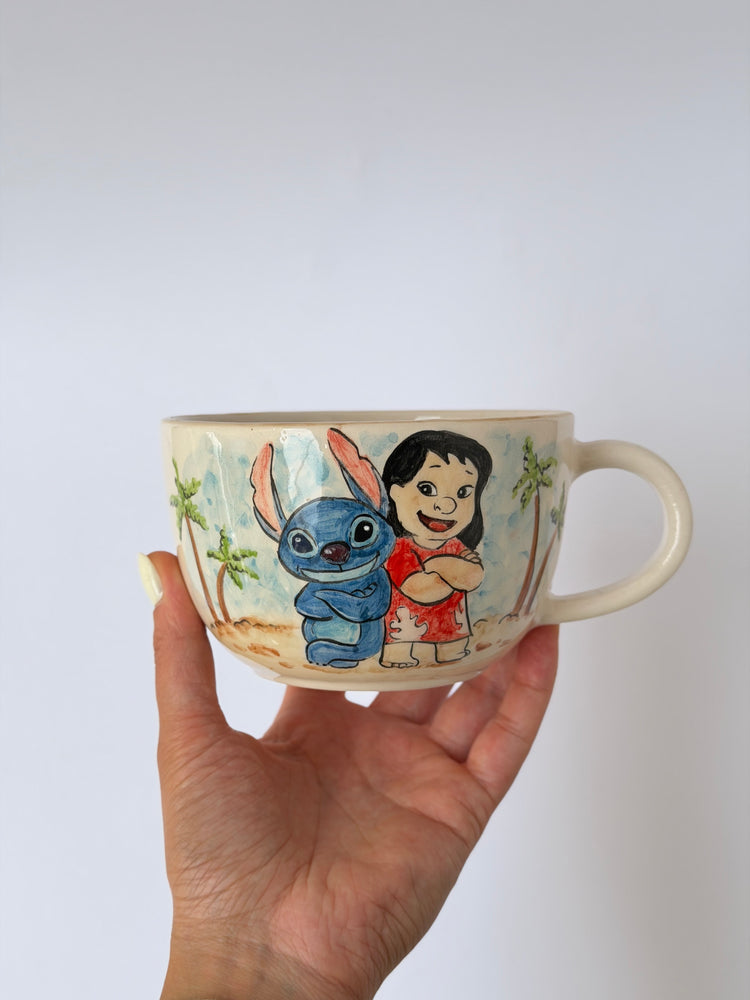 Blue monster handmade ceramic mug