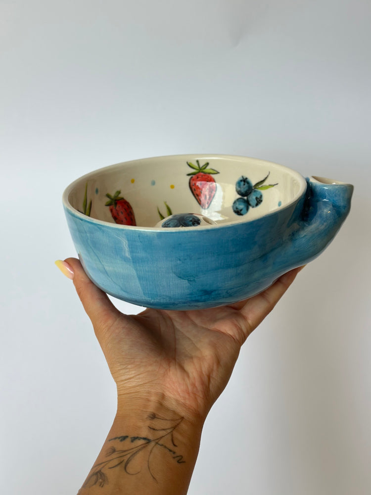Handmade ceramic fruit washing bowl