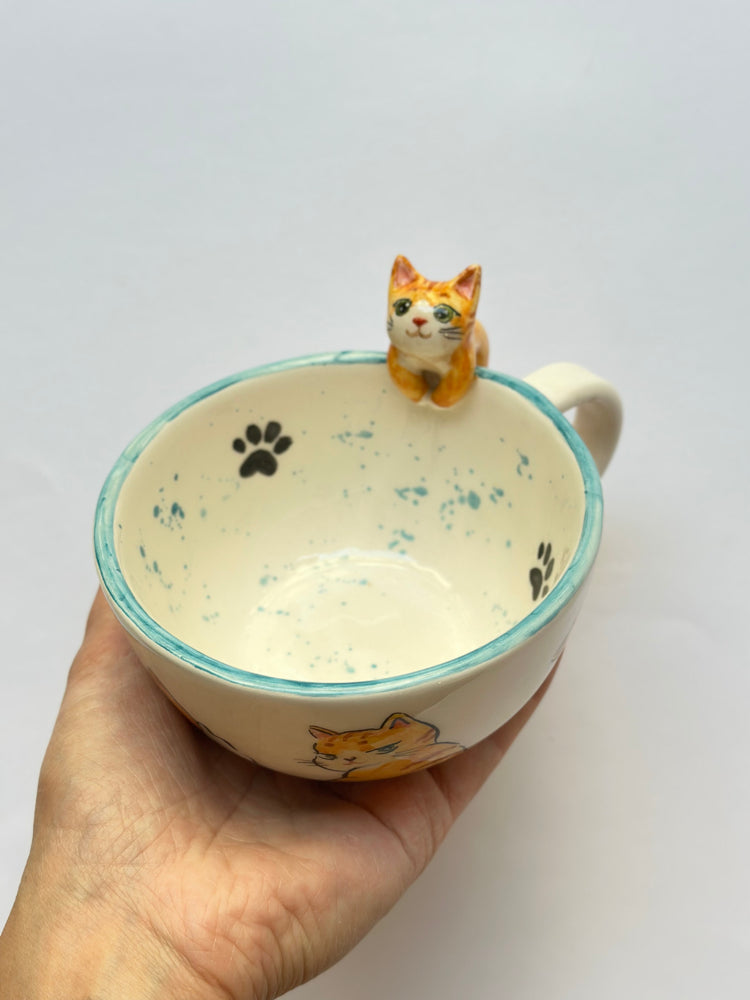 Cat handmade ceramic mug