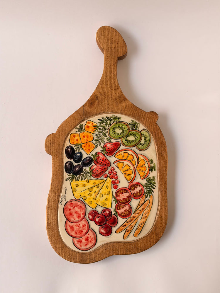 Ceramic & Wood Charcuterie Serving Board (35x17)