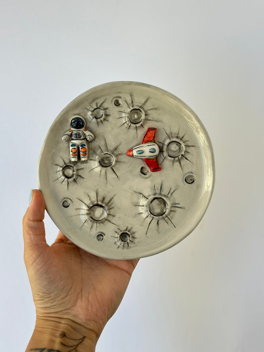 Astronaut handmade ceramic plate