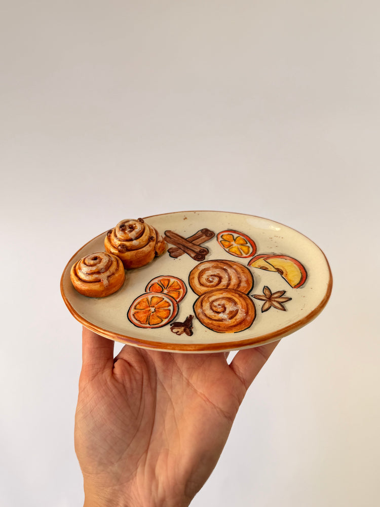 Cinnamon Roll handmade ceramic plate