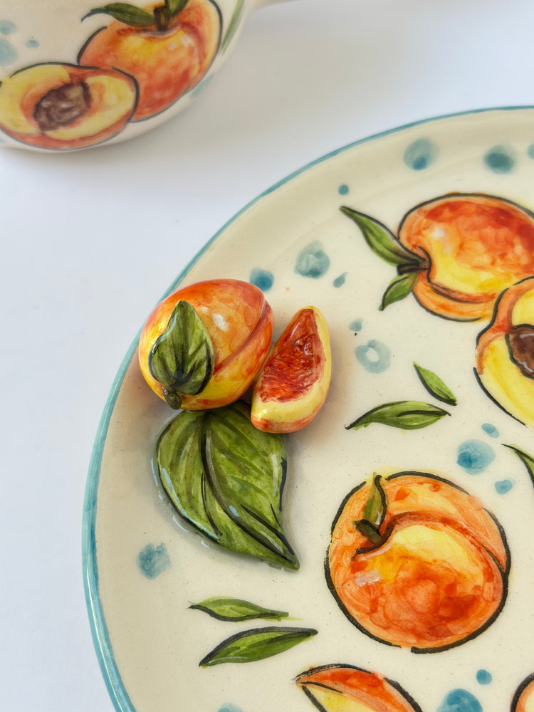 Peach handmade mug and plate