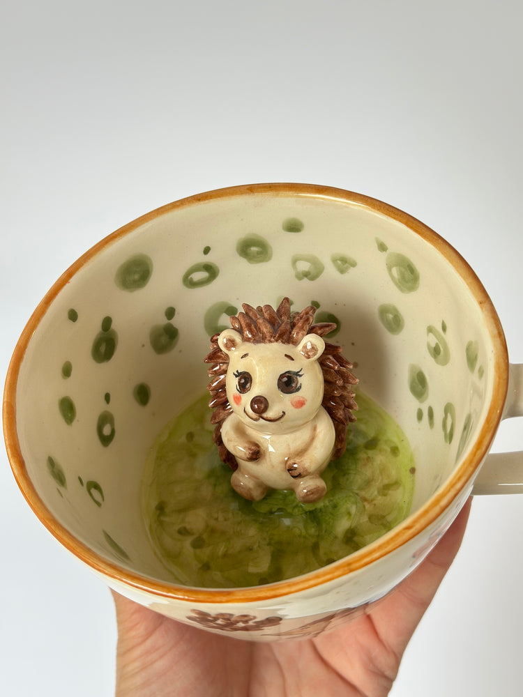 Hedgehog handmade ceramic cup