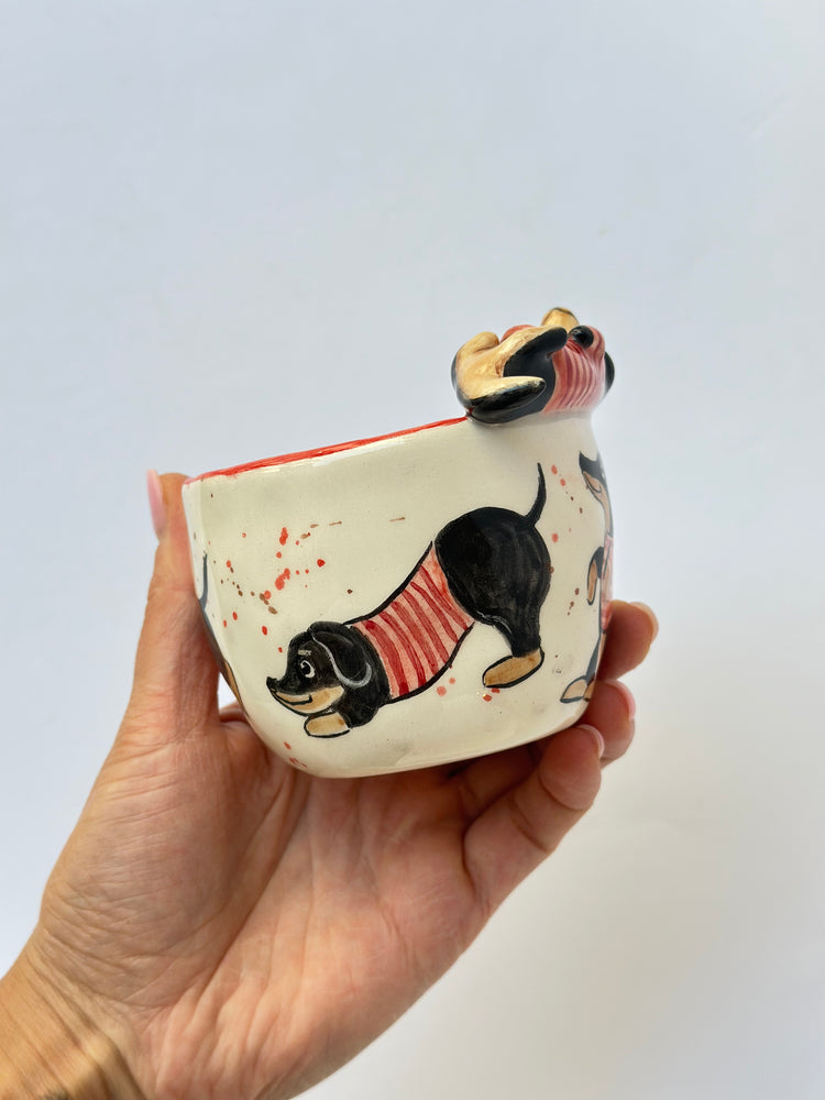 Dachshund dog handmade ceramic cup