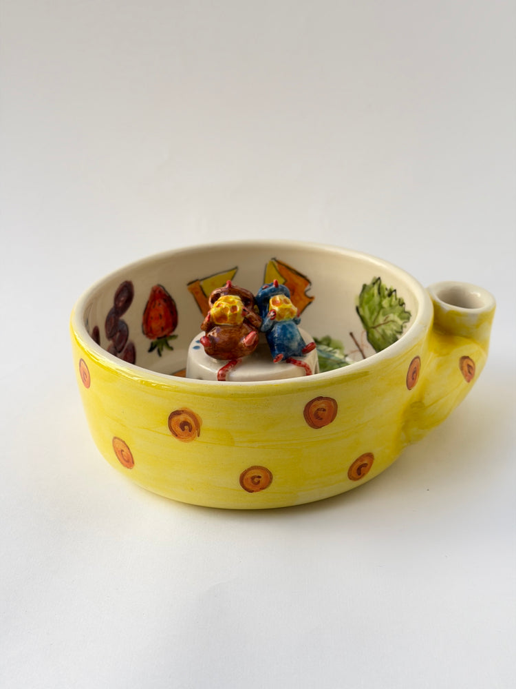Little Chet and brother handmade ceramic washing fruit bowl