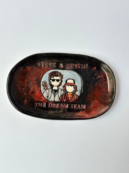 “Steve and Dustin” handmade plate