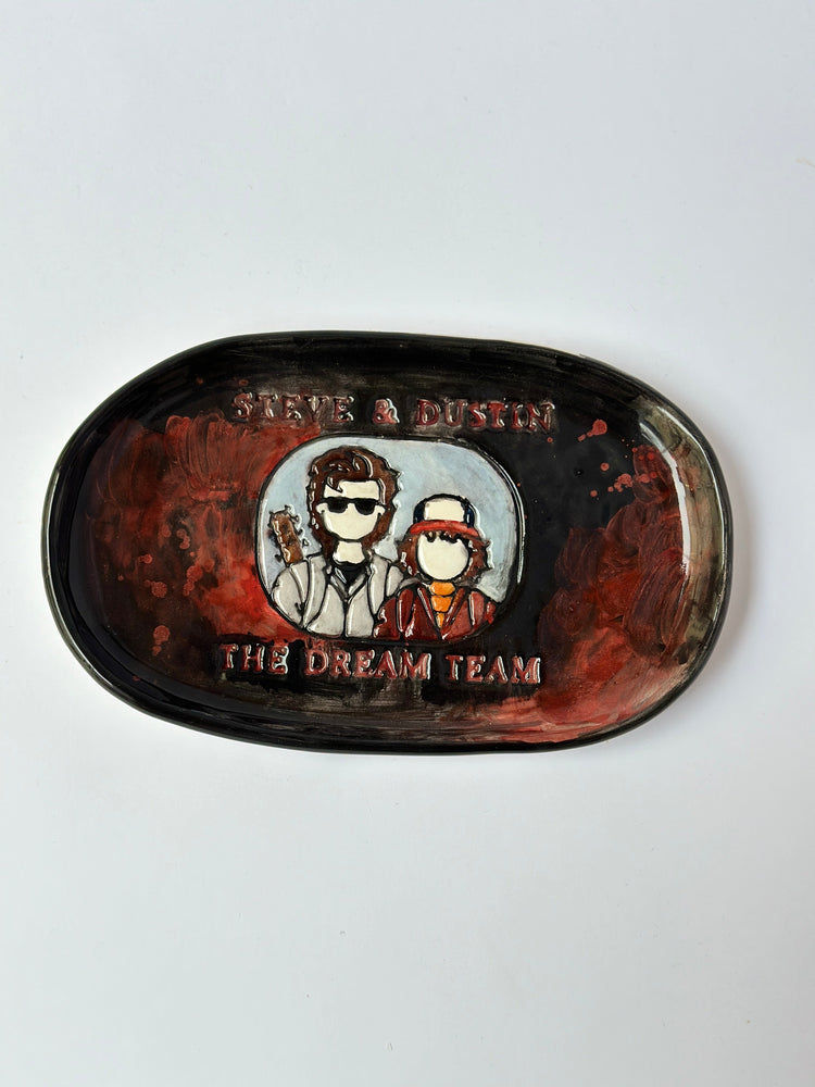 “Steve and Dustin” handmade plate