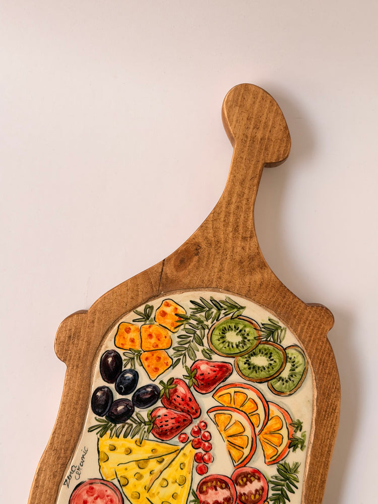 Ceramic & Wood Charcuterie Serving Board (35x17)