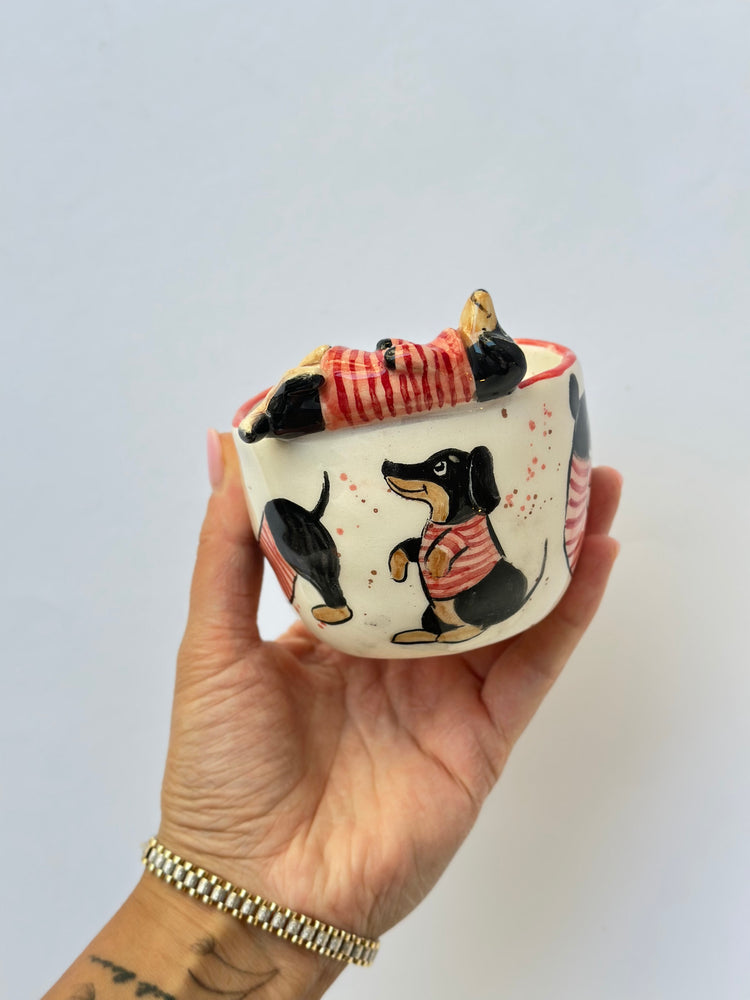 Dachshund dog handmade ceramic cup