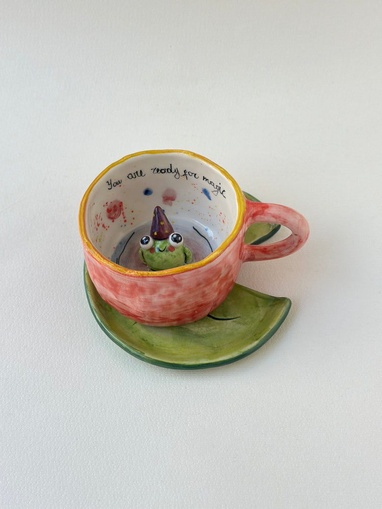 Frog handmade cup and plate