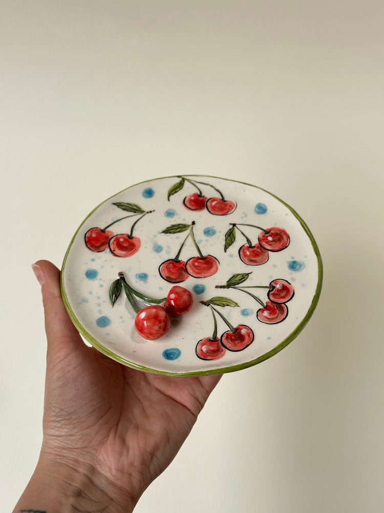 Cherry handmade plate 14x14