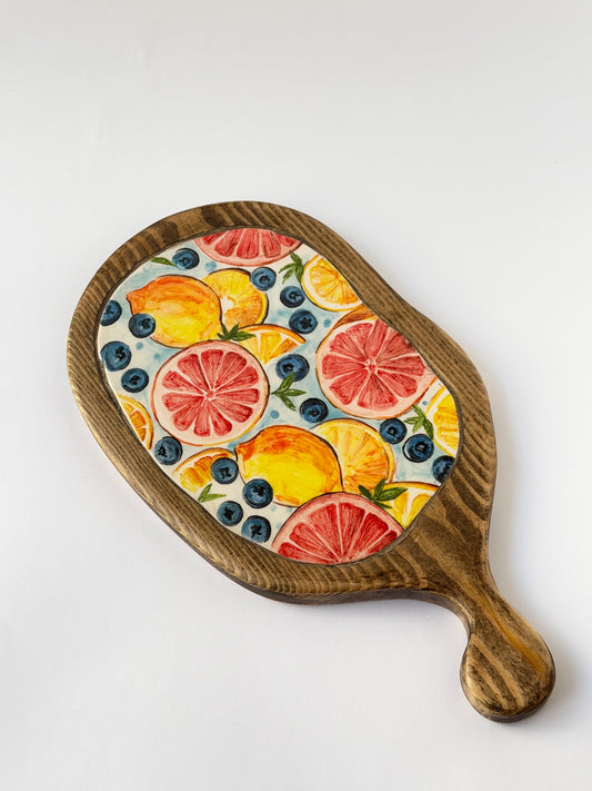Fruits handmade ceramic Wooden serving tray