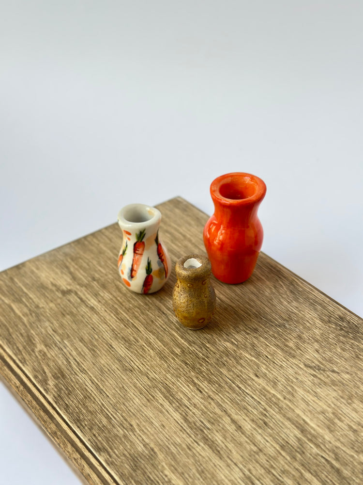 Small mini ceramic handmade decorative vase (set of three)