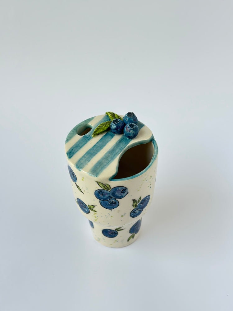 Blueberry handmade ceramic takeaway mug