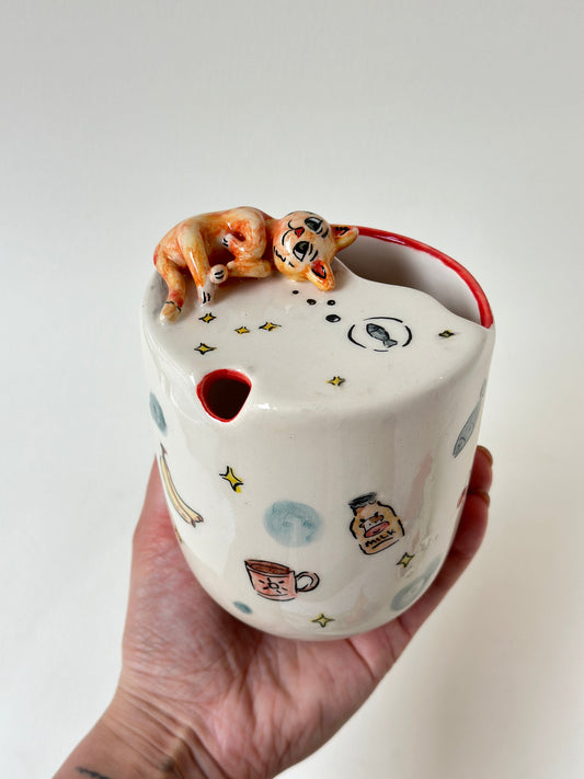Cat handmade takeaway mug