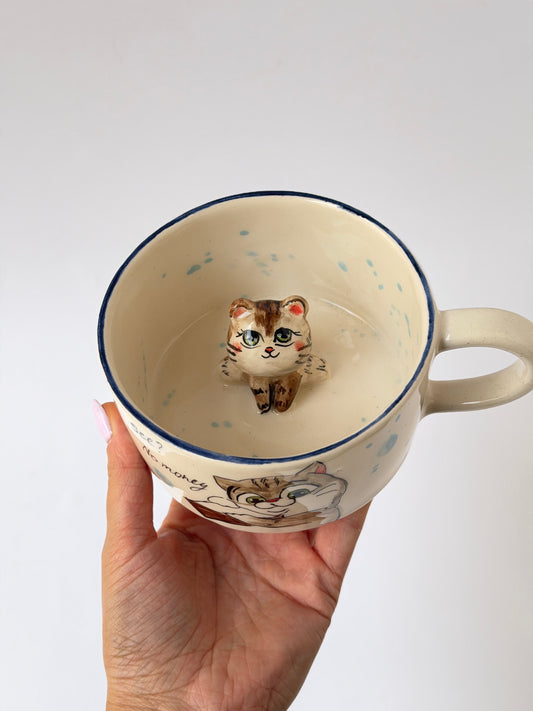 Cat handmade ceramic mug