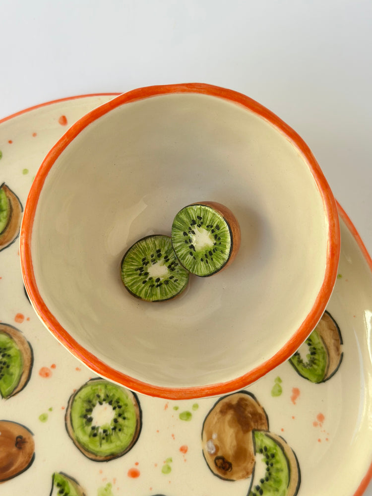 Kiwi handmade plate and mug