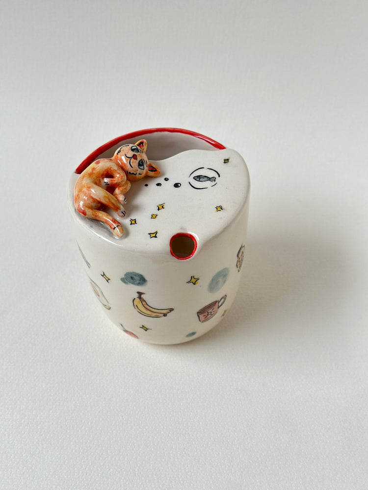 Cat handmade takeaway mug