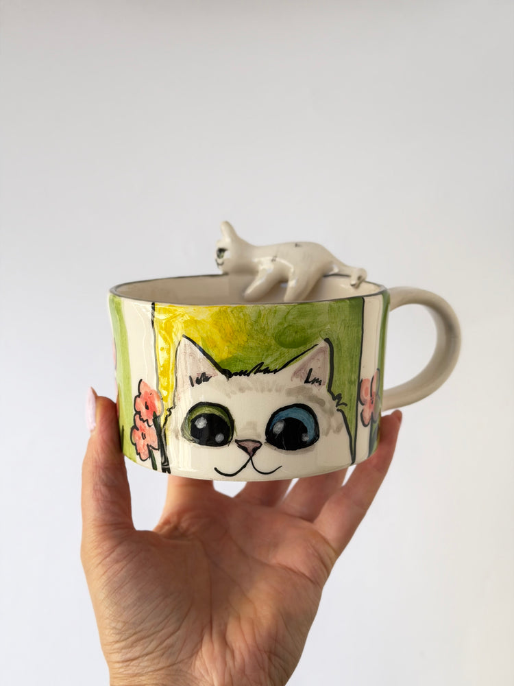 Cat handmade ceramic mug