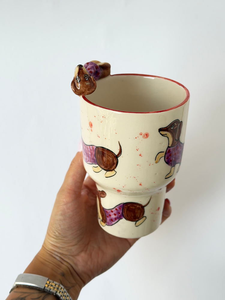 Dachshund dog handmade takeaway mug